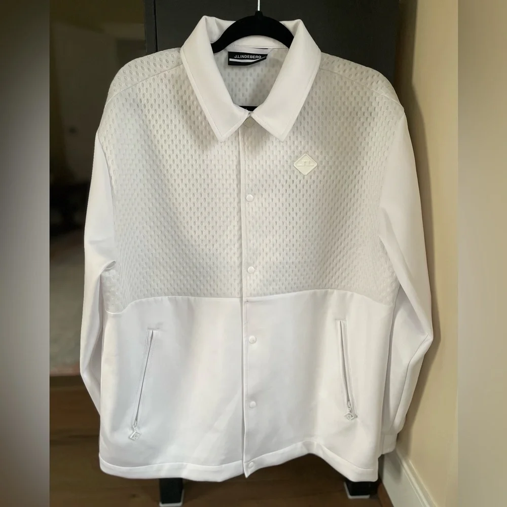 J. Lindeberg Nevaeh Coach Jacket in White - Women’s Size Medium - Picture 3 of 9